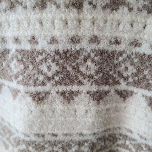 Talulah Women's Chunky Knit Sweater Sz Large Ivory Brown Cozy Soft Crewneck - Picture 9 of 12